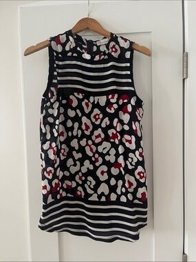 RED Valentino Black, White & Red Sleeveless Mixed-Print Camisole